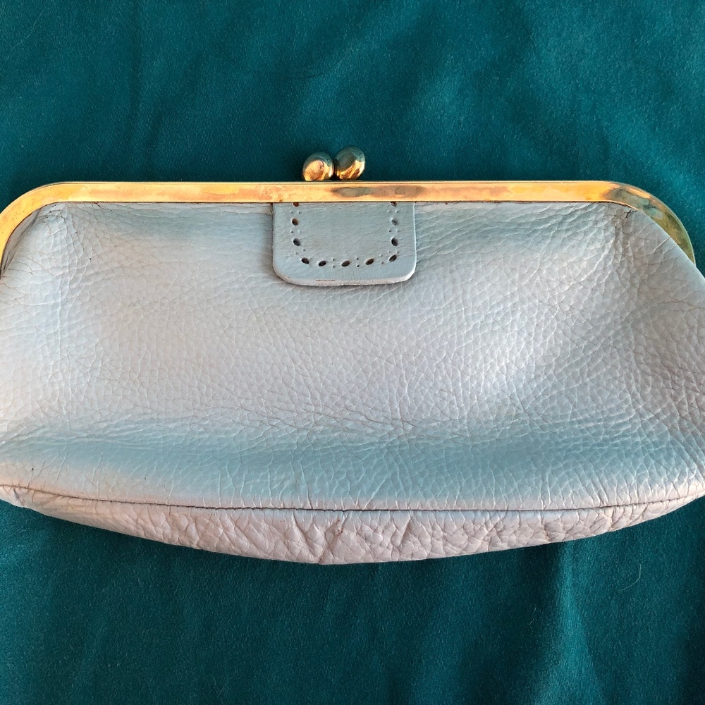 Vintage Powder Blue Leather Clutch